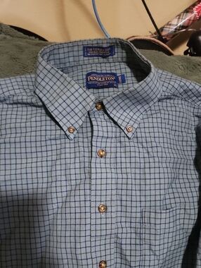Pendleton Men’s Blue Windowpane Button-Down Shirt
